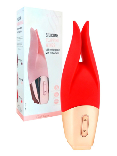 Красный мини-вибратор с раздвоенным кончиком - 12,3 см. фото 2