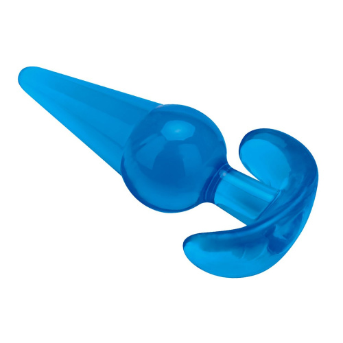 Голубая анальная пробка конической формы Medium Tapered Butt Plug - 12,7 см. фото 3