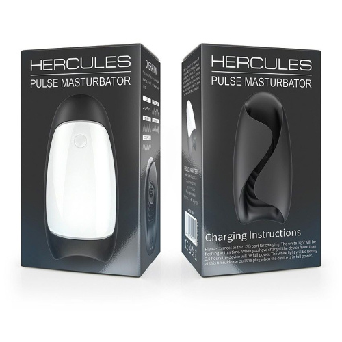 Черно-белый сквозной вибромастурбатор Hercules фото 3