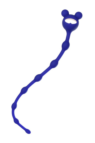 Синяя силиконовая анальная цепочка Froggy - 27,4 см. фото 2