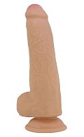 Телесный фаллоимитатор с подвижной кожей Draco - 23,3 см.