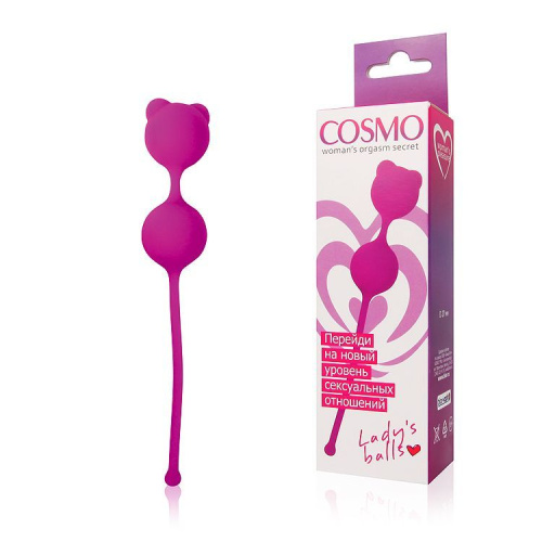 Ярко-розовые вагинальные шарики с ушками Cosmo фото 2