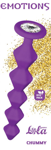 Фиолетовая анальная цепочка с кристаллом Chummy - 16 см. фото 2
