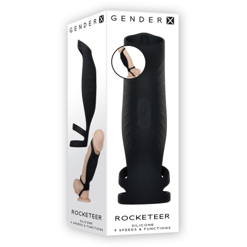Черная поддерживающая сбруя на пенис Rocketeer фото 6