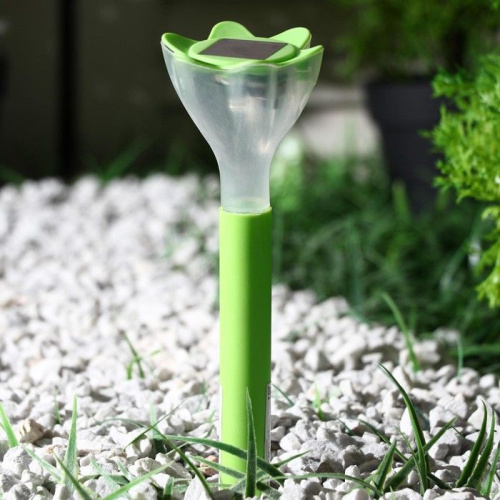 Садовый светильник на солнечной батарее «Цветок зелёный» фото 4