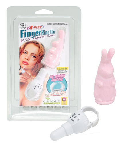 Розовый виброзайчик 4PLAY FINGER RING VIBE RABBIT PINK фото 2