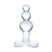 Прозрачная анальная пробка-елочка с 3 шариками Butt Plug with Tapere Base - 11 см.