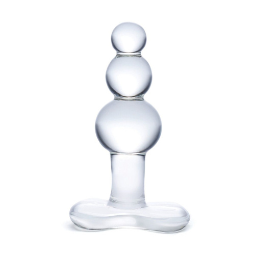 Прозрачная анальная пробка-елочка с 3 шариками Butt Plug with Tapere Base - 11 см.