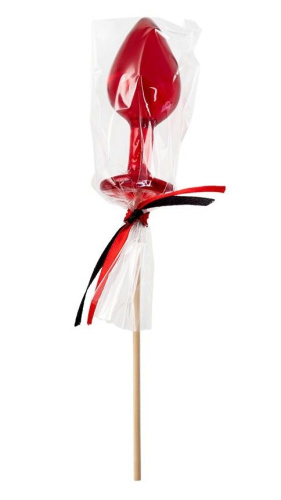 Красный леденец в форме малой анальной пробки со вкусом виски фото 4