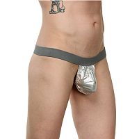 Мужские серебристые трусы-стринги Мужские серебристые трусы-стринги