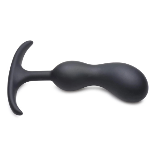 Черный массажер простаты с утяжелителями Premium Silicone Weighted Prostate Plug Medium - 16,3 см. фото 2