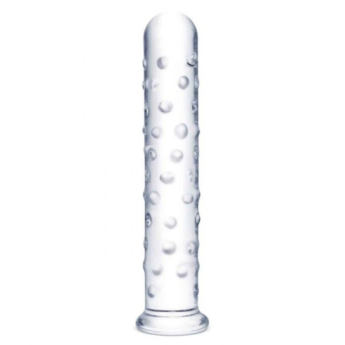 Прозрачный стеклянный фаллос с массажным рельефом 10  Extra Large Glass Dildo - 25,5 см. фото 6