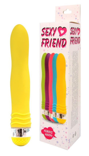 Желтый эргономичный вибратор Sexy Friend - 17,5 см. фото 2