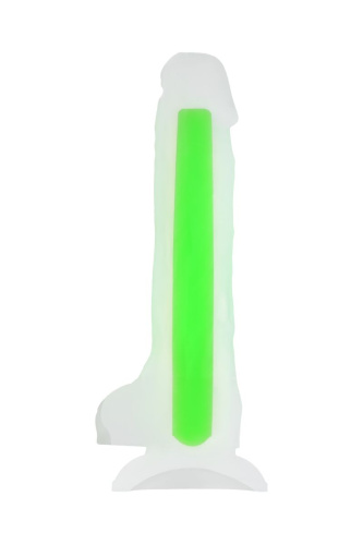 Прозрачно-зеленый фаллоимитатор, светящийся в темноте, Clark Glow - 22 см. фото 2