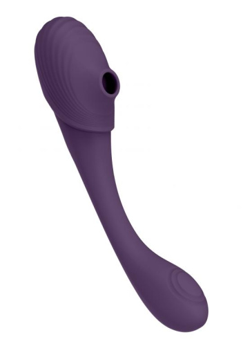 Фиолетовый двусторонний гибкий импульсно-волновой вибромассажер Mirai - 23,4 см. фото 4