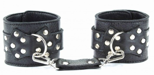 Чёрные наручники из кожи с пряжкой фото 2