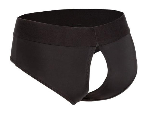 Черные трусы для страпона BACKLESS BRIEF HARNESS L/XL фото 3
