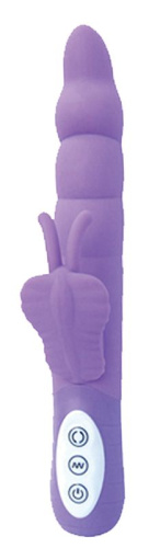 Фиолетовый вибромассажер с клиторальным стимулятором в виде бабочки PLAY CANDI WIGGLE BUTTERFLY - 17 см. фото 2