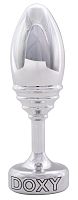 Серебристая анальная втулка Doxy Ribbed Butt Plug - 10,5 см.