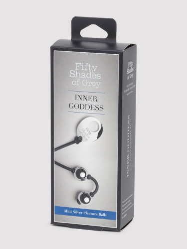 Серебристые шарики Inner Goddess Mini Silver Pleasure Balls 85g на черном силиконовом шнурке фото 6