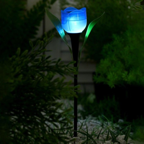 Садовый светильник на солнечной батарее «Тюльпан синий» фото 3
