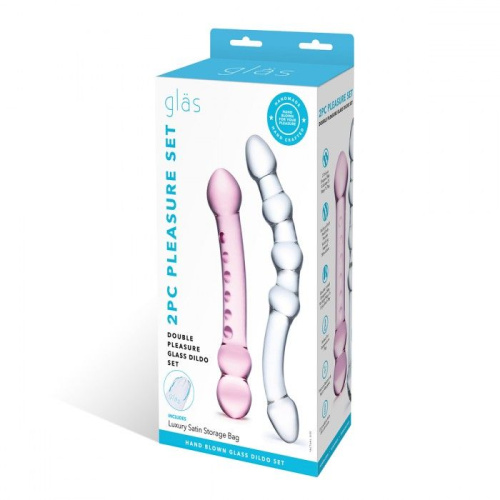 Набор из 2 стеклянных двухголовых фаллоимитаторов Pleasure Set фото 3
