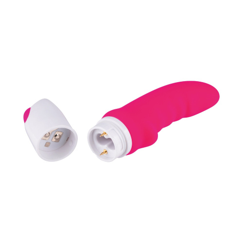 Розовый вибратор с рёбрышками - 18 см. фото 3