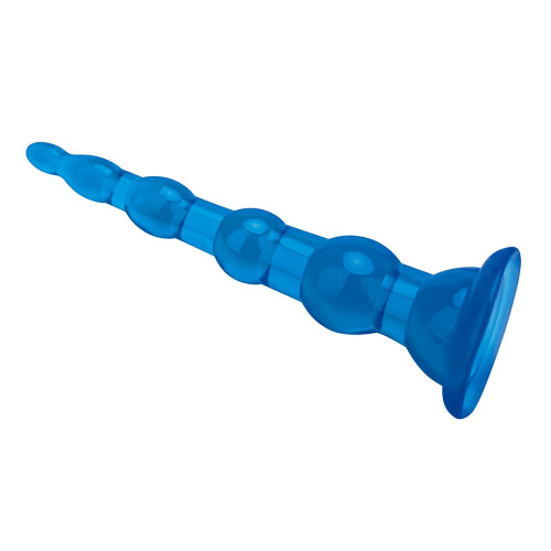 Голубая анальная елочка на присоске Anal Beads With Suction Base - 17,1 см. фото 2