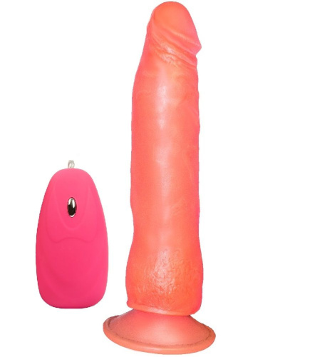 Розовый вибромассажёр-реалистик на присоске - 17,5 см. фото 2