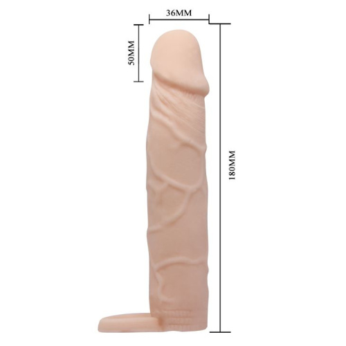 Насадка на пенис с кольцом для мошонки - 18 см. фото 3