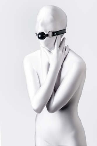 Черный кляп-шар на кожаных ремешках Anonymo фото 4