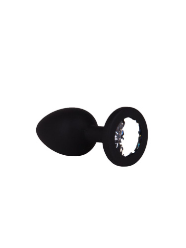 Чёрная анальная втулка с прозрачным кристаллом - 7,3 см. фото 5