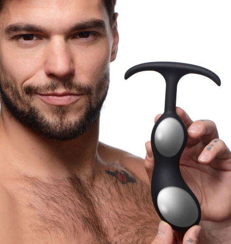 Черный массажер простаты с утяжелителями Premium Silicone Weighted Prostate Plug Large - 18,8 см. фото 3
