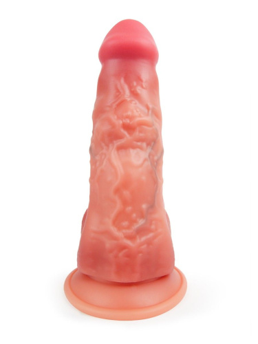 Телесный силиконовый фаллоимитатор на присоске - 25 см. фото 5