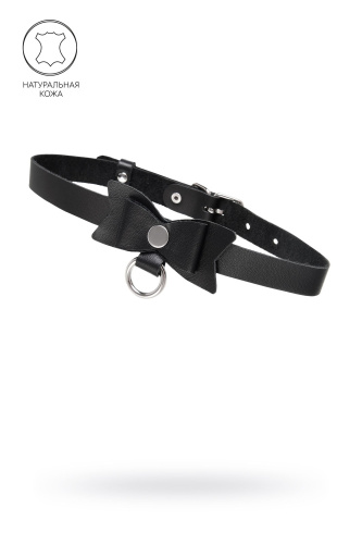 Черный чокер-ошейник с бабочкой и колечком