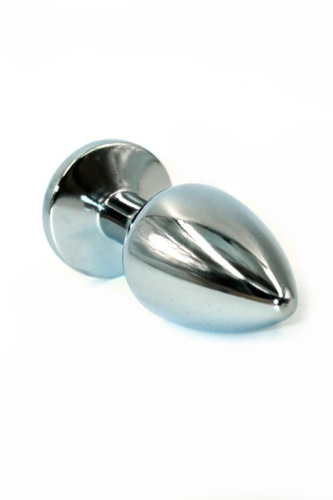 Серебристая анальная пробка с сиреневым кристаллом - 8 см. фото 2