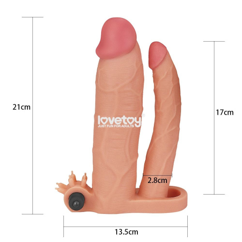Телесная насадка-удлинитель на пенис с анальным стимулятором и вибрацией фото 3