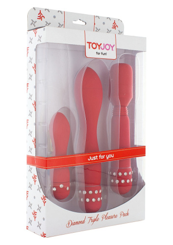 Набор красных вибраторов DIAMOND TRIPLE PLEASURE PACK фото 2 Набор красных вибраторов DIAMOND TRIPLE PLEASURE PACK фото 2