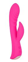 Ярко-розовый вибромассажер-кролик 5  Silicone Ripple Passion - 19,1 см.