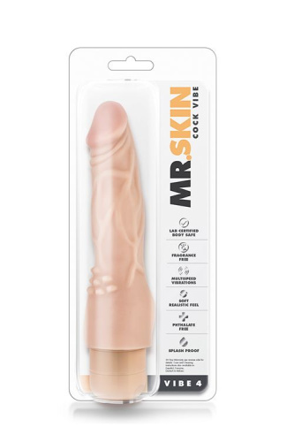 Телесный вибратор-реалистик с шипиками в основании Mr. Skin Cock Vibe 4 - 20,3 см. фото 2