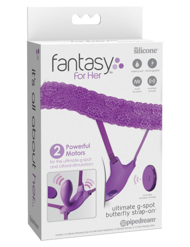 Фиолетовый пояс с вибровкладкой Ultimate G-Spot Butterfly Strap-On фото 3