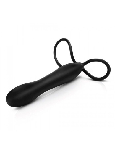 Черная насадка на пенис для двойной стимуляции Mojo BlackJack - 15 см. фото 4