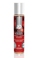 Лубрикант на водной основе с ароматом клубники JO Flavored Strawberry Kisses - 30 мл.
