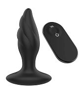 Черная анальная вибропробка Angelina Remote Rotating Plug - 14 см.