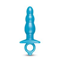 Голубая анальная пробка-елочка из силикона Bounce Plug - 14,3 см.