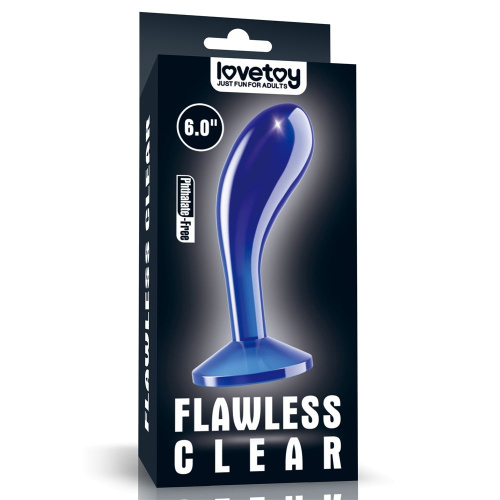 Синяя анальная втулка Flawless Clear Prostate Plug 6.0 - 15 см. фото 3