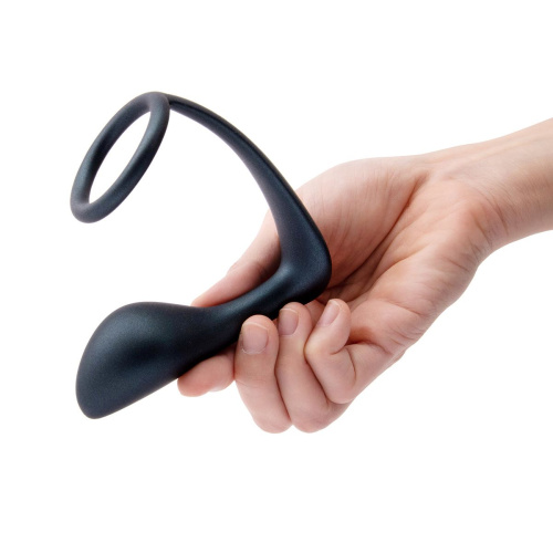Черное эрекционное кольцо со стимулятором простаты Ringer Cock Ring & Plug фото 4