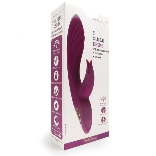 Сливовый вибратор-кролик 5’’ Silicone Kissing - 20,2 см. фото 3