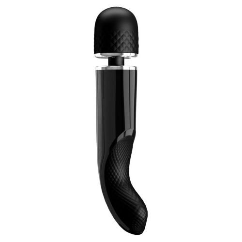Черный мощный жезловый вибратор с изогнутой ручкой Charming Massager - 24 см. фото 5