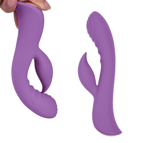Фиолетовый вибромассажер-кролик 5  Silicone Ripple Passion - 19,1 см. фото 4